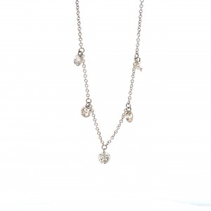 14KT 5 Stone Soliatare Floating Diamond Necklace