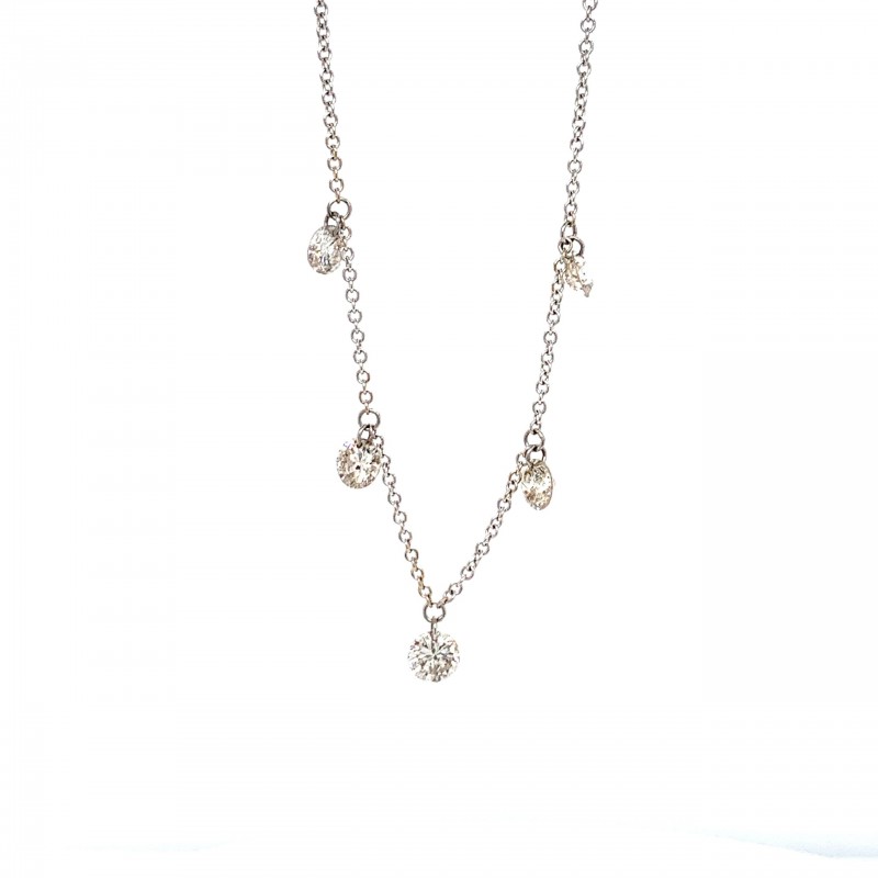 14KT 5 Stone Soliatare Floating Diamond Necklace