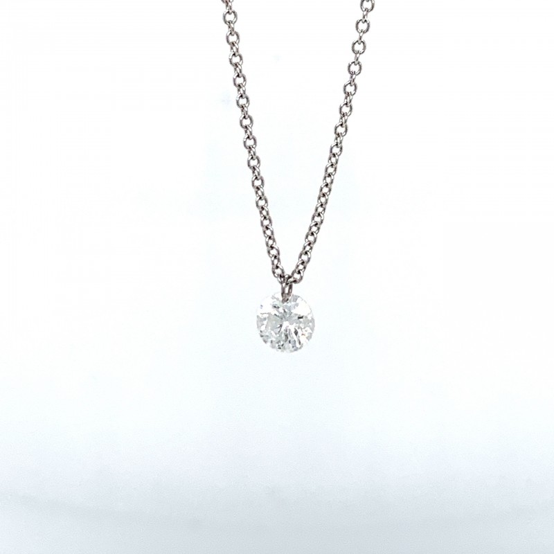 14KT 1 Stone Soliatare Floating Diamond Necklace