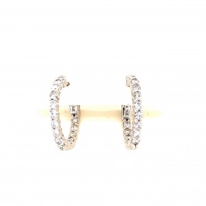 14KT White Gold Round Secure Lock Hoops