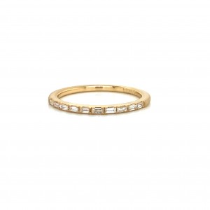 14k East West Baguette Petite Diamond Ring. Matte Finish