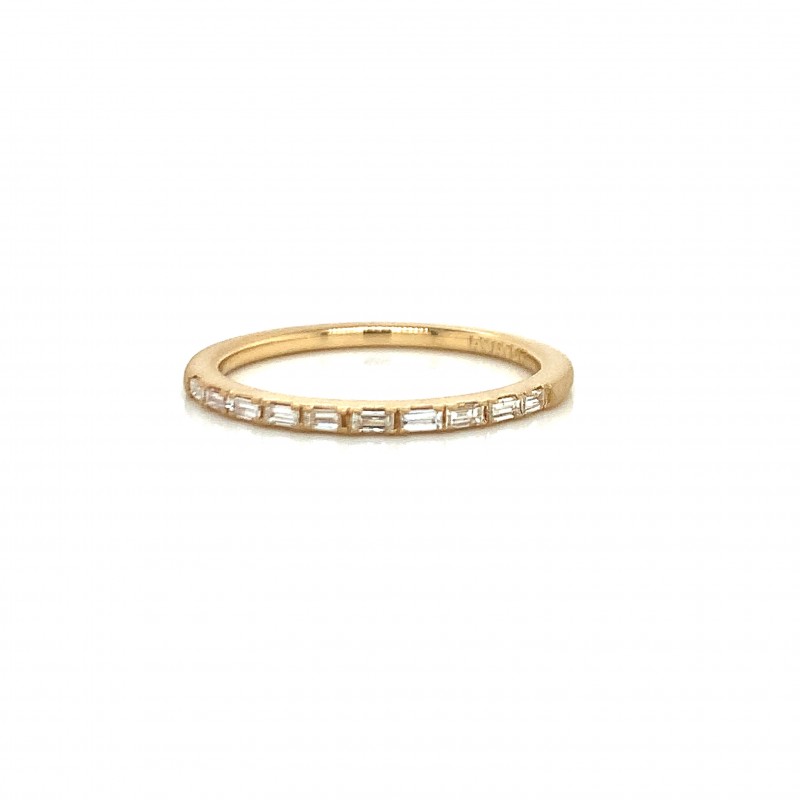 14k East West Baguette Petite Diamond Ring. Matte Finish
