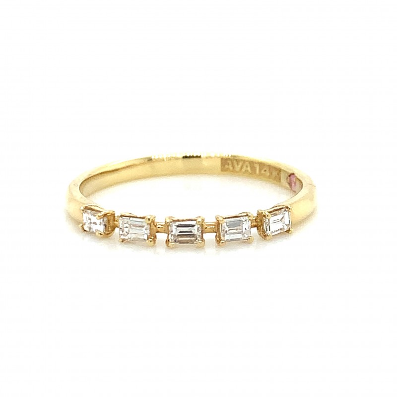 14K 5 Stone East West Baguette Petite Ring