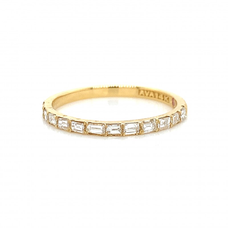 14K 12 Stone East West Baguette Diamond Wedding Ring