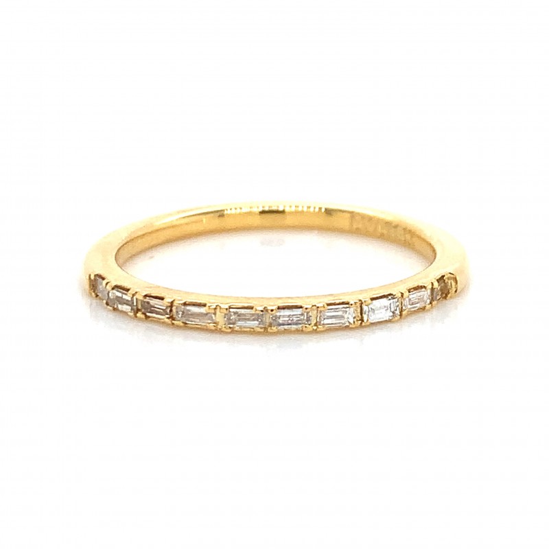 14K 10 Stone East West Baguette Diamond Wedding Ring