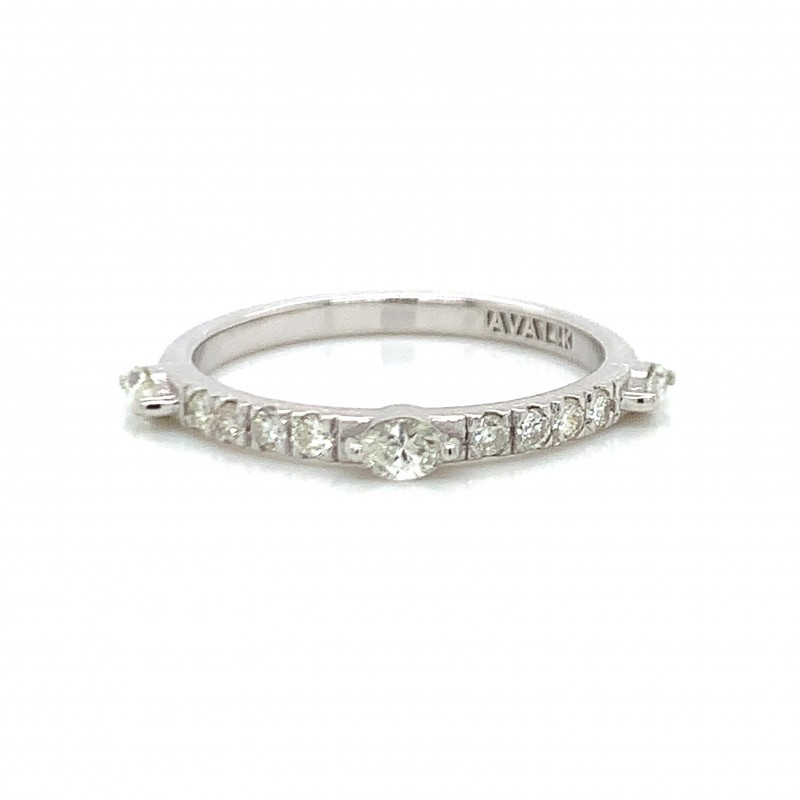 14K 3 Marquise East West Station Minimalist Diamond Band