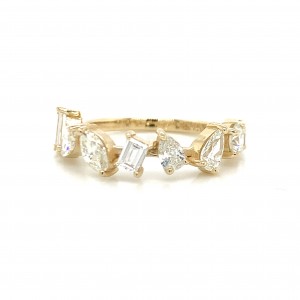 14K Asymmetrical Round, Oval, Marquise and Baguette Diamond Wedding Ring
