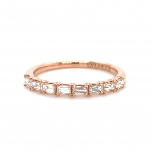 14K Rose Gold East West 8 Baguette Petite Diamond Ring.