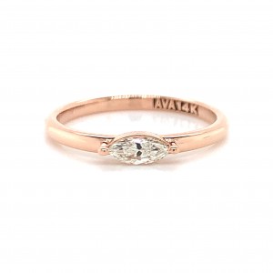 14K Rose Gold East West Marquise Diamond Solitaire Setting