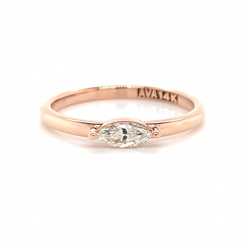 14K Rose Gold East West Marquise Diamond Solitaire Setting