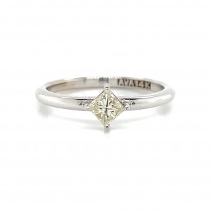 14K Slanted Princess Diamond Solitaire Setting