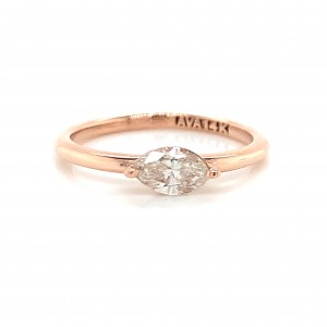 14K Rose Gold East West Marquise Diamond Solitaire Setting