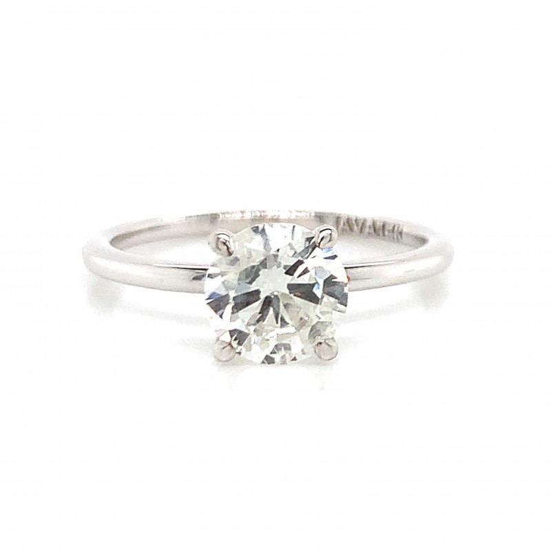 14K White Gold Simple 4 Prong Round Solitaire