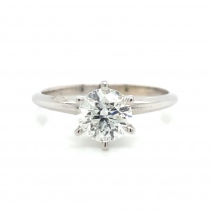 14K White Gold Simple 6 Prong Round Solitaire