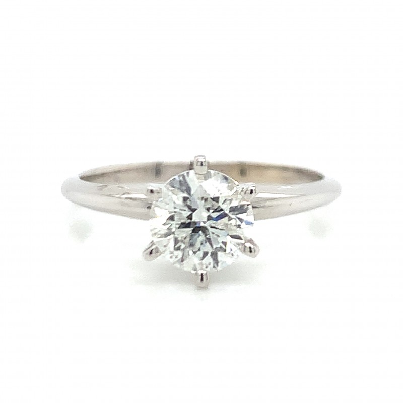 14K White Gold Simple 6 Prong Round Solitaire