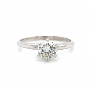 14K White Gold Simple 6 Prong Round Solitaire