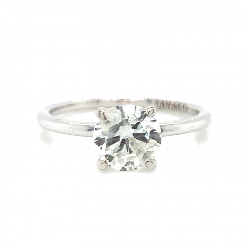 14K White Gold Simple 4 Prong Round Solitaire