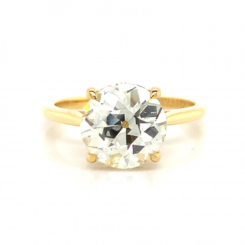 14K Yellow Gold Simple 4 Claw Prong Round Solitaire