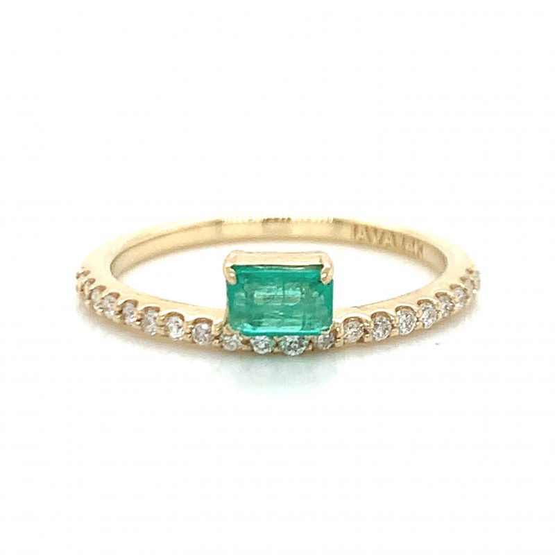 14K Yellow Gold Single Floating Diamond Ring w Melee