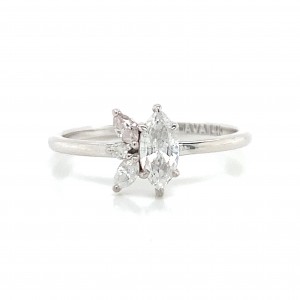 14K White Gold Marquise Cluster Diamond Ring