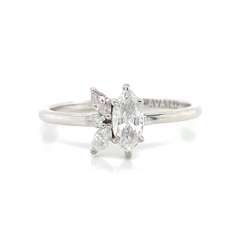 14K White Gold Marquise Cluster Diamond Ring