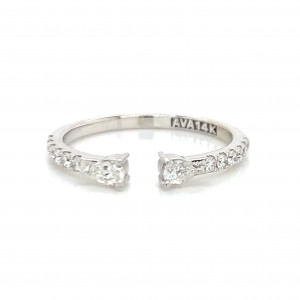 14K White Gold Open Band with Pear Diamond