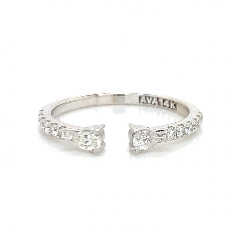 14K White Gold Open Band with Pear Diamond